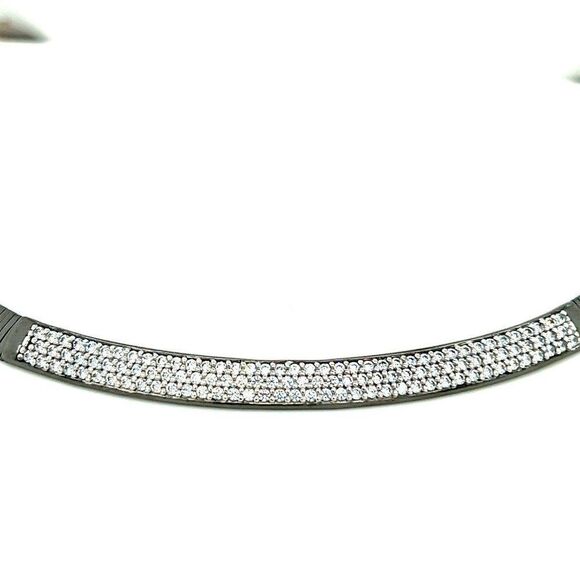 Oxidized Silver 925 CZ Necklace - Picture 2 of 6